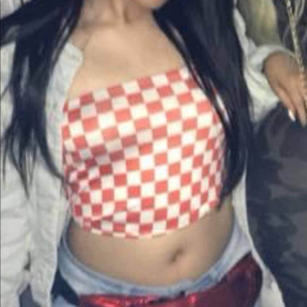 Orange and white tube top